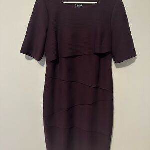 Connected Apparel Rich Plum Midi Dress